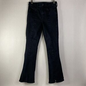 American Eagle Jeans Women's Black Sz 4 Flare High‎ Waisted Stretch Denim EUC